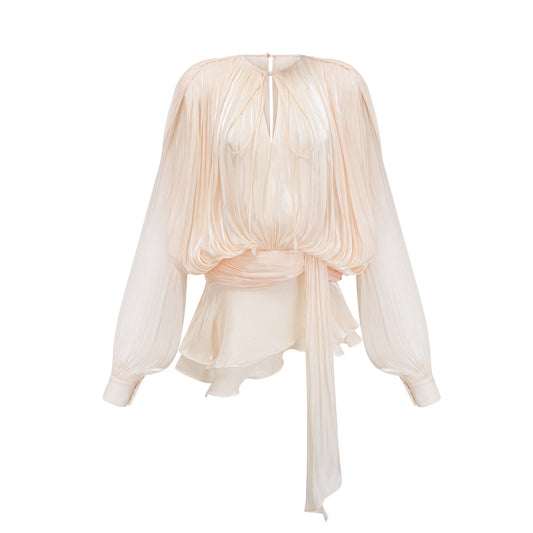 Isabel  Neutral Ruffled Mini Dress