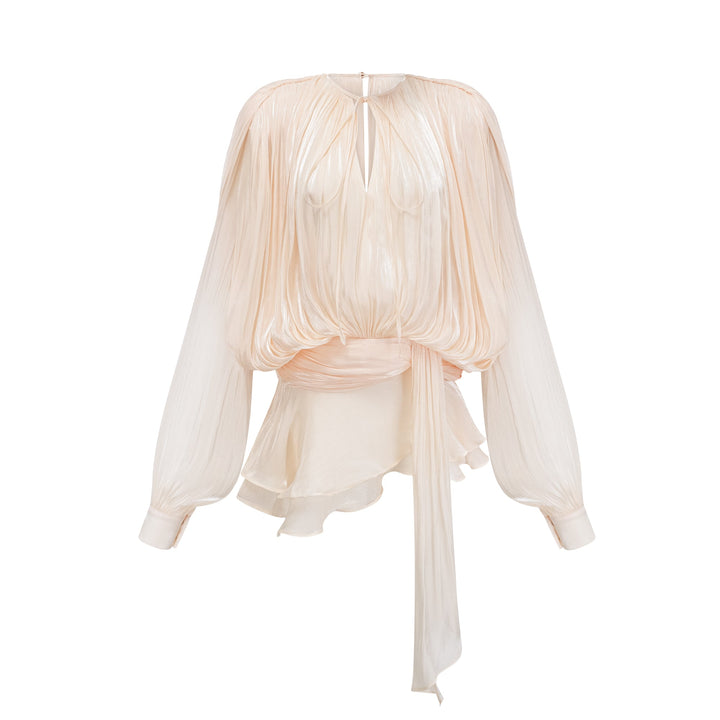 Isabel  Neutral Ruffled Mini Dress