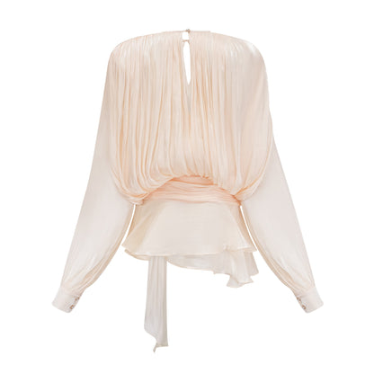 Isabel  Neutral Ruffled Mini Dress