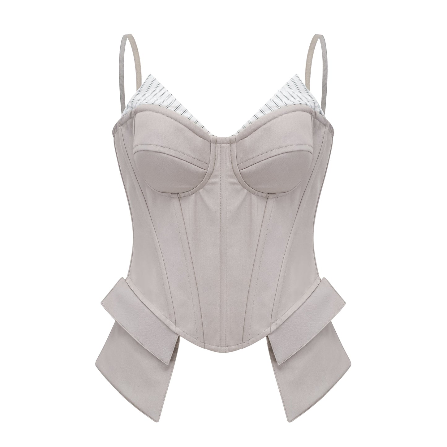 Virág Grey Stripe Panel Corset Top