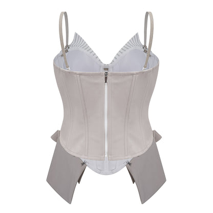 Virág Grey Stripe Panel Corset Top