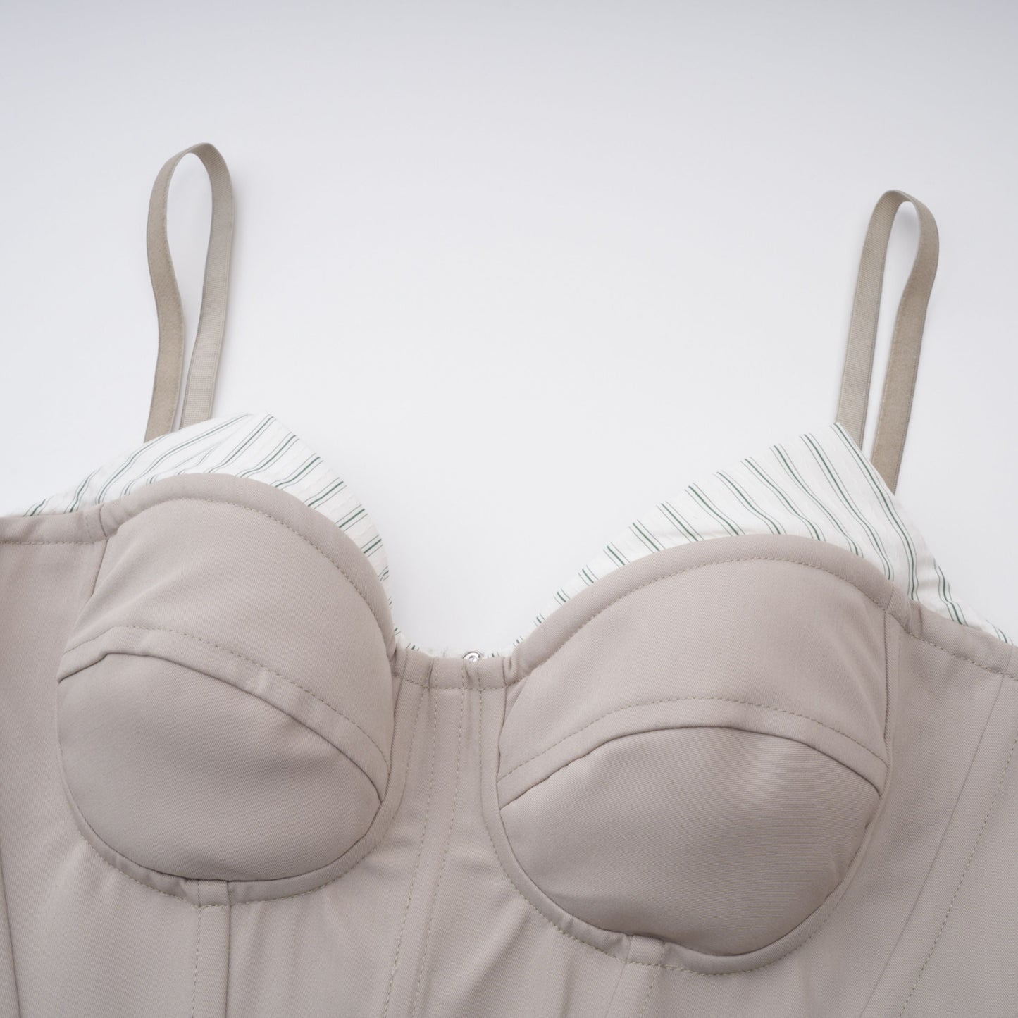 Virág Grey Stripe Panel Corset Top
