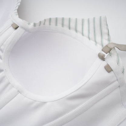 Virág Grey Stripe Panel Corset Top