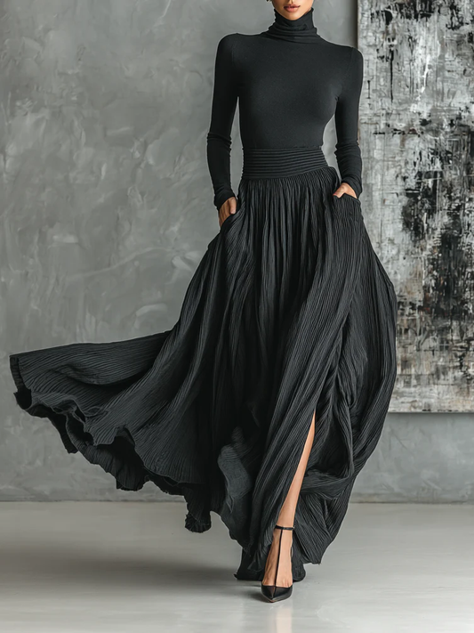 Caroline - Set Turtleneck with Pleated Skirt