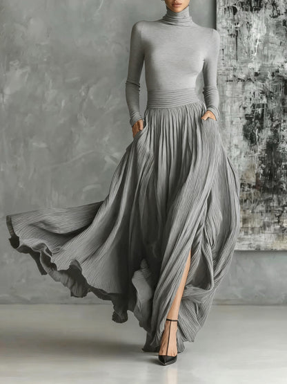 Caroline - Set Turtleneck with Pleated Skirt