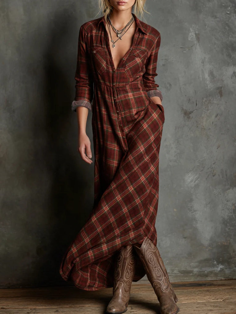 Jenny Plaid Long Dress