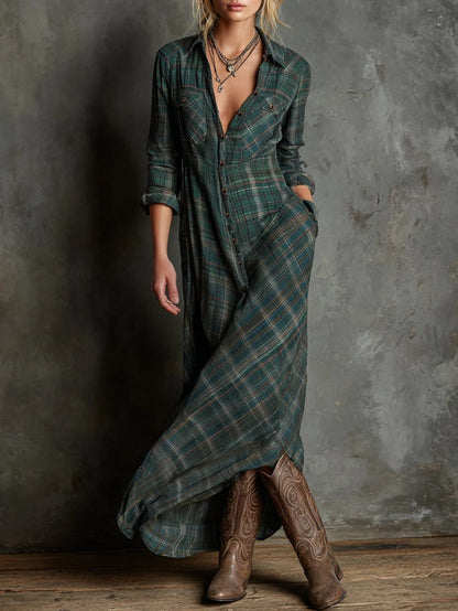 Jenny Plaid Long Dress