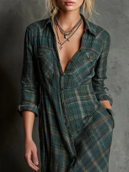 Jenny Plaid Long Dress